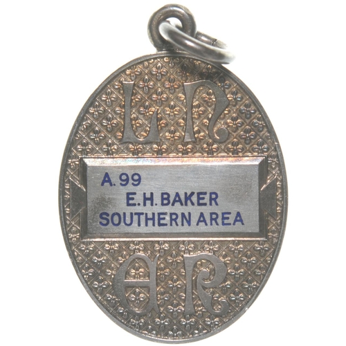 961 - Director's pass, LNER, E H Baker, Southern Area, silver, 1