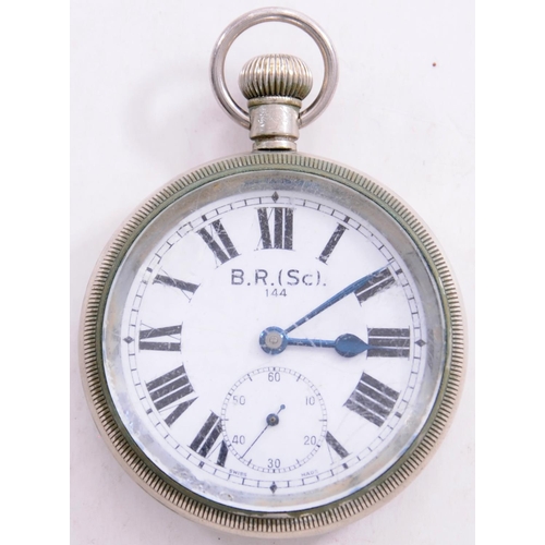 973 - BR(Sc) pocket watch by Limit, BR(SC) 144 on the face and back of the case, runs when wound.