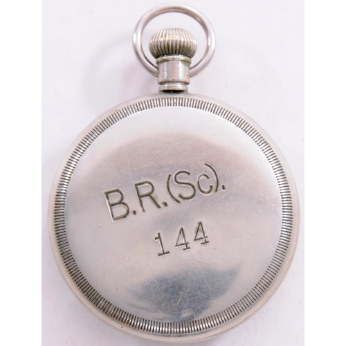 973 - BR(Sc) pocket watch by Limit, BR(SC) 144 on the face and back of the case, runs when wound.