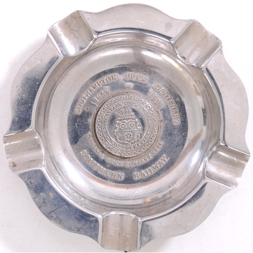 975 - Southern Railway ashtray, Southampton Docks Centenary 1838-1938, with coat of arms, 4½