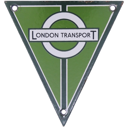 980 - LT bus radiator plate, LONDON TRANSPORT, triangular, enamel, 5½