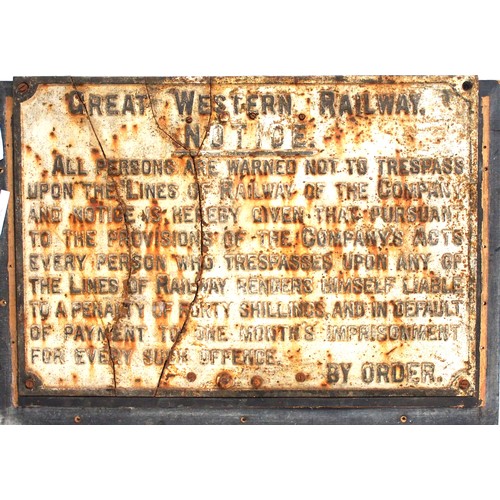 534 - Cast Iron double sided lineside notice 