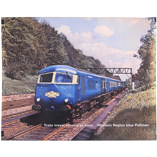 102 - A BR(W) quad royal poster, BLUE PULLMAN, TRAIN TRAVEL SECOND TO NONE, a view of the Western Region t... 