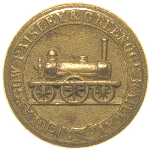 113 - A Glasgow, Paisley and Greenock Railway uniform button depicting an early 0-6-0 locomotive. The comp... 