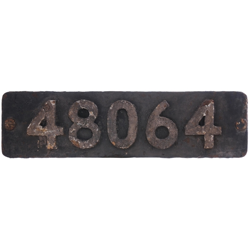 117 - A smokebox numberplate, 48064, from a LMS Class 8F 2-8-0 No 8064 built by Vulcan Foundry, Works No 4... 