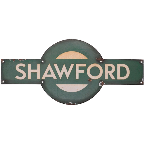 122 - A Southern Railway target sign, SHAWFORD, a station between Winchester and Eastleigh on the Southamp... 