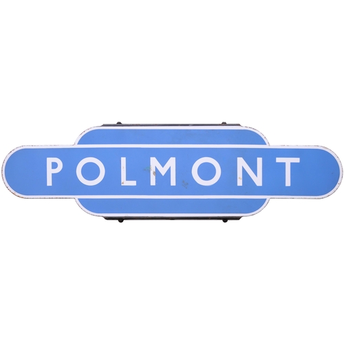 132 - A BR(Sc) totem sign, POLMONT, (h/f), from the Edinburgh to Glasgow (via Falkirk) main line. Excellen... 