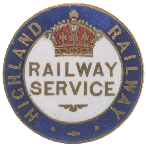 141 - A Highland Railway first world war RAILWAY SERVICE badge, by J A Wylie, brass/enamel. (Postage Band:... 