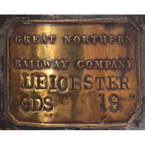 147 - A GNR three aspect handlamp, LEICESTER GOODS, 19, used at Belgrave Road station. The body is stamped... 