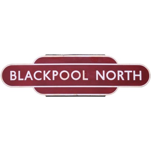 154 - A BR(M) totem sign, BLACKPOOL NORTH, (h/f), some loss of colour and shine as might be expected, face... 