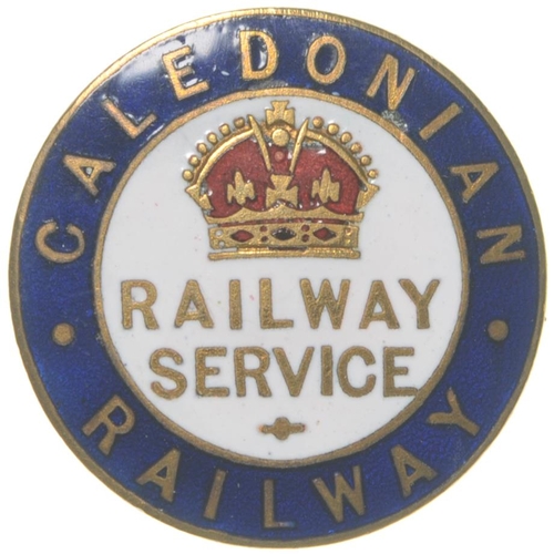 159 - A Caledonian Railway first world war RAILWAY SERVICE badge, by J A Wylie, brass/enamel. (Postage Ban... 