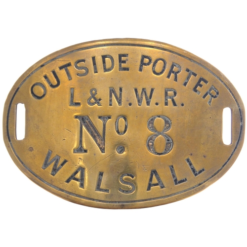 16 - An armband, OUTSIDE PORTER, L&NWR No 8 WALSALL, engraved brass, 5½