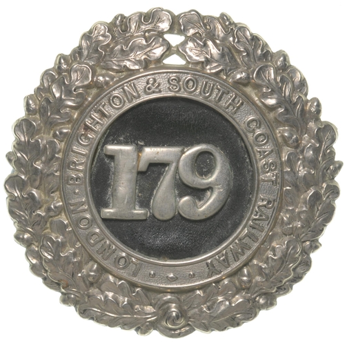 161 - A London, Brighton and South Coast Railway cap badge, 179, as used by ticket collectors, 2¼