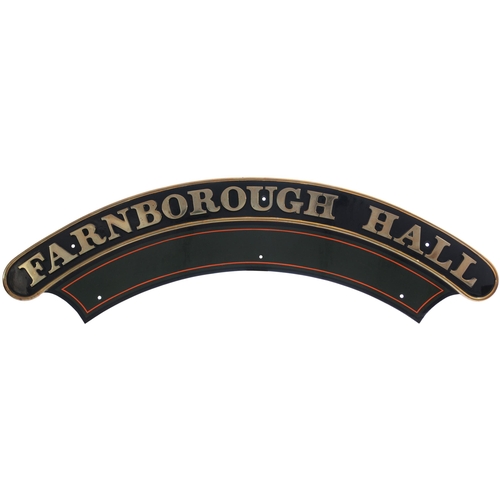 171 - A locomotive nameplate, FARNBOROUGH HALL, from a GWR 4900 Hall Class 4-6-0 No 4927 built at Swindon ... 