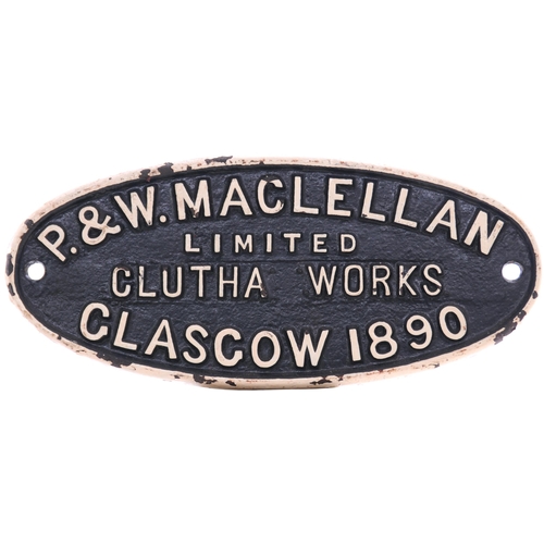 184 - A wagonplate, P&W MACLELLLAN LIMITED CLUTHA WORKS GLASGOW 1890, from a wagon exported to India. Cast... 