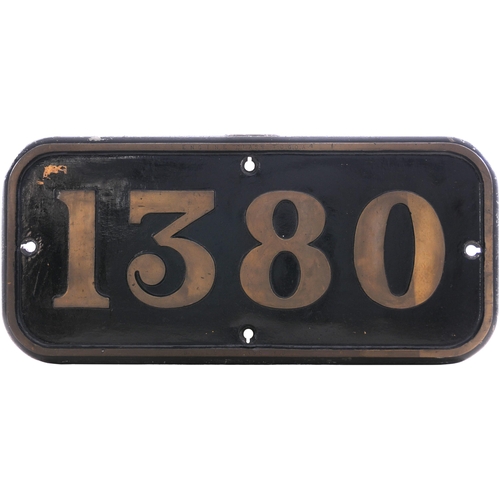 192 - A GWR cabside numberplate, 1380, from the ex North Pembrokeshire & Fishguard Railway 0-6-0ST named R... 