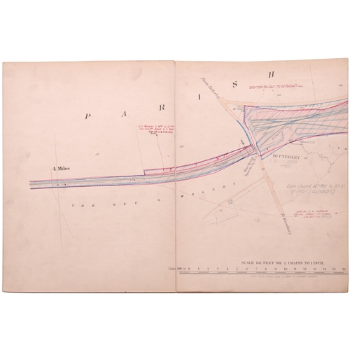 194 - A set of LNW and GWR Joint Lines coloured plans, LUDLOW & CLEE HILL RAILWAY, SURVEY, 1894, showing C... 