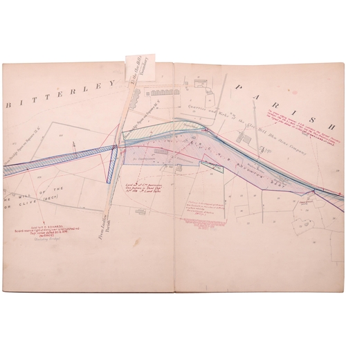 194 - A set of LNW and GWR Joint Lines coloured plans, LUDLOW & CLEE HILL RAILWAY, SURVEY, 1894, showing C... 