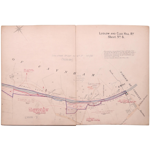 194 - A set of LNW and GWR Joint Lines coloured plans, LUDLOW & CLEE HILL RAILWAY, SURVEY, 1894, showing C... 