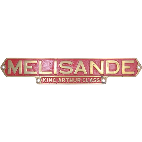 204 - A locomotive nameplate, MELISANDE, with KING ARTHUR CLASS appendage below, from a Southern Railway N... 