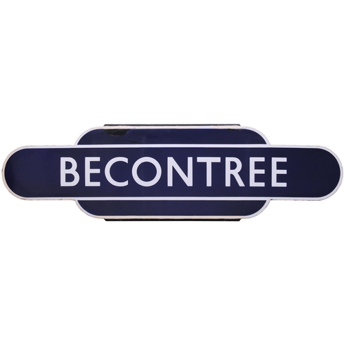 205 - A BR(E) totem sign, BECONTREE, (h/f), from the London, Tilbury and Southend route. Excellent colour ... 