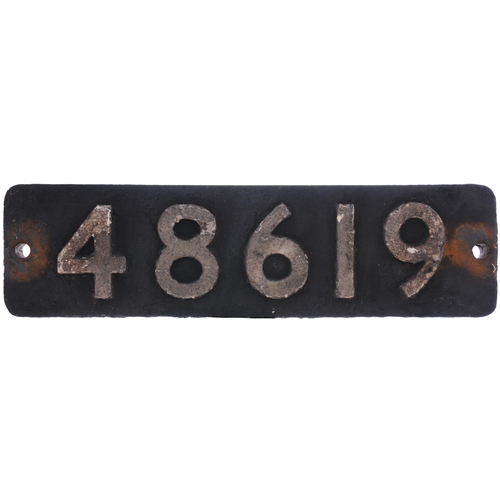 206 - A smokebox numberplate, 48619, from a LMS Class 8F 2-8-0 No 8619 built to Railway Executive Committe... 