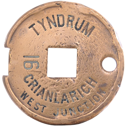 212 - A Tyers single line tablet, TYNDRUM-CRIANLARICH WEST JUNCTION, (brass), from the western section of ... 