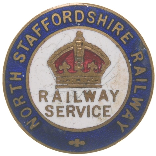 218 - A North Staffordshire Railway first world war RAILWAY SERVICE badge, by Toye and Co, brass/enamel. (... 