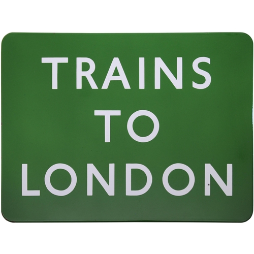 243 - A BR(S) station sign, TRAINS TO LONDON, (f/f), enamel, 24