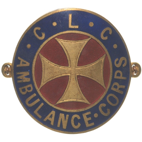 244 - A Cheshire Lines Committee Ambulance Corps badge, brass/enamel, 1½