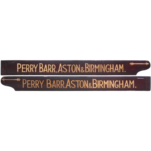 A station fingerboard, PERRY BAR, ASTON, BIRMINGHAM, probably used at Bescot Junction or Great Barr. Painted wood, length 60", original condition. (Dispatch by Mailboxes/Collect from Banbury Depot)