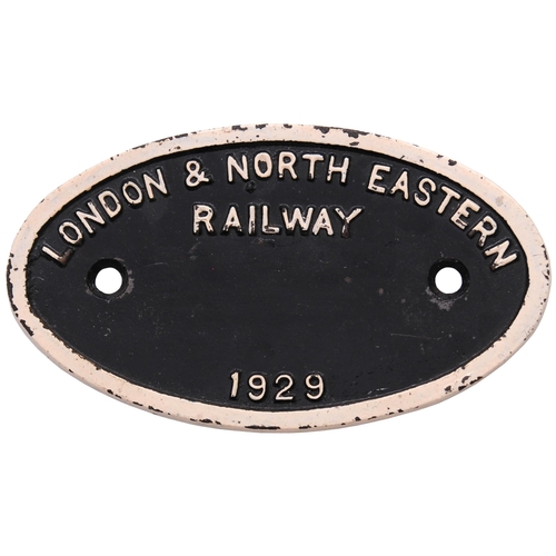 247 - A worksplate, LONDON & NORTH EASTERN RAILWAY, 68160, 1929, from a LNER Y3 Class Sentinel shunter, Wo... 