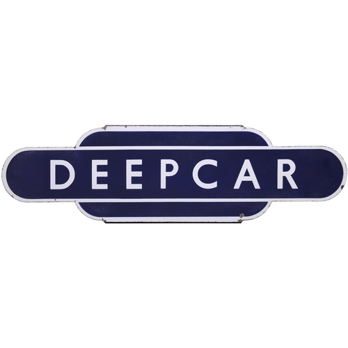 258 - A BR(E) totem sign, DEEPCAR, (h/f), from the Woodhead route between Sheffield and Manchester. Excell... 