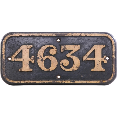 261 - A GWR cabside numberplate, 4634, from a 8750 Class 0-6-0PT built at Swindon in November 1942. A long... 