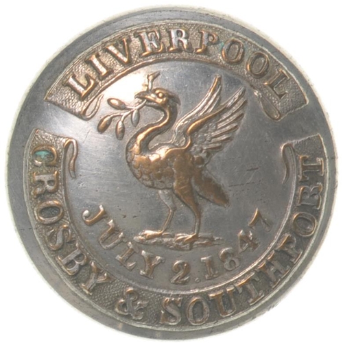 262 - A Liverpool, Crosby and Southport Railway uniform  button, depicting the Liver Bird. The company ope... 