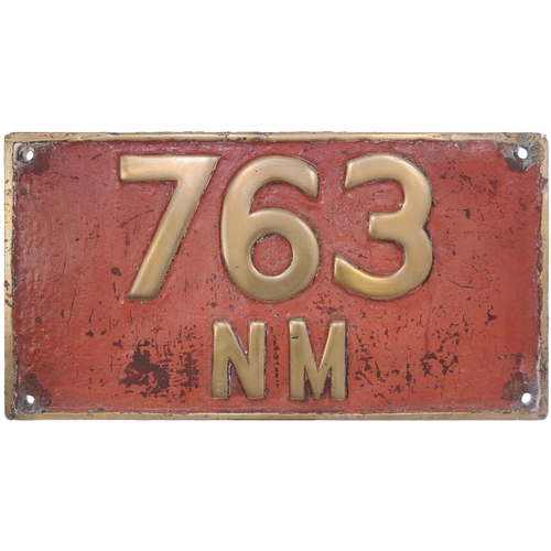 264 - An Indian Railways cabside numberplate, 763, NM, from a 2ft gauge 4-6-2 built by W Bagnall, Works No... 