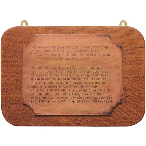 269 - A 45516 plaque formerly displayed at Crewe Works, relating to a Patriot naming ceremony and quoting ... 