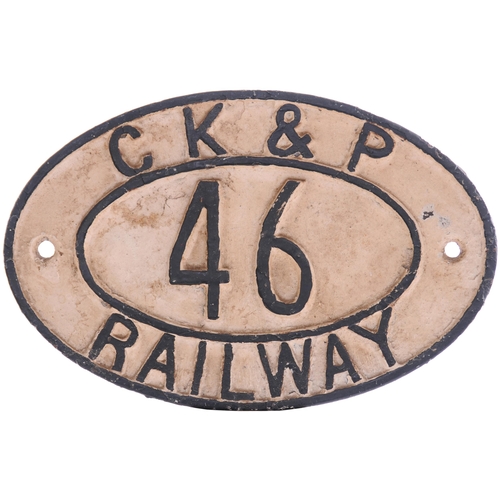 271 - A Cockermouth, Keswick and Penrith Railway bridgeplate, CK&PR, 46, a unique pattern. Cast iron, 12