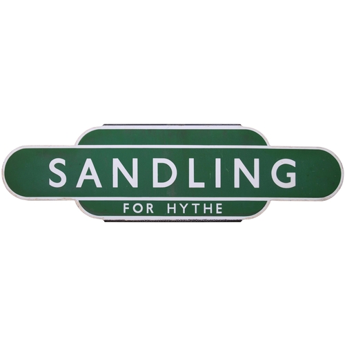 283 - A BR(S) totem sign, SANDLING FOR HYTHE, (h/f), from the Ashford to Dover route, once junction for th... 