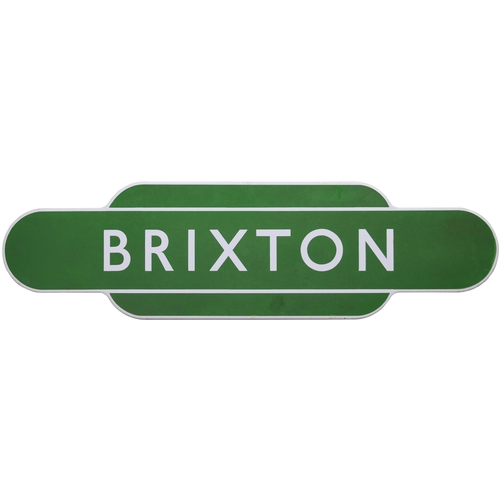 290 - A BR(S) totem sign, BRIXTON, (f/f), from the Victoria to Lewisham route. Good colour, some loss of s... 