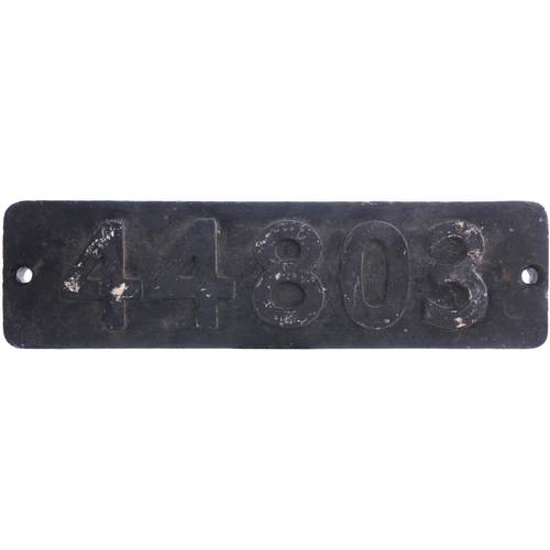 294 - A smokebox numberplate 44803 from a LMS Class 5 4-6-0 No 4803 built at Derby and allocated new to No... 