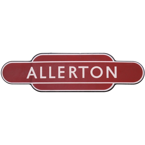 295 - A BR(M) totem sign, ALLERTON, (f/f), from the Liverpool to Widnes route. Excellent colour and shine,... 