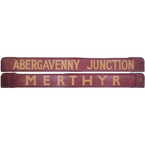 3 - A BR(W) small carriage board, ABERGAVENNY JUNCTION - MERTHYR, from the Heads of the Valleys route wh... 