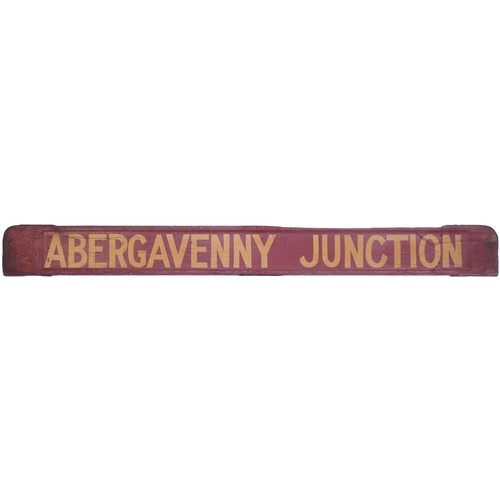 3 - A BR(W) small carriage board, ABERGAVENNY JUNCTION - MERTHYR, from the Heads of the Valleys route wh... 