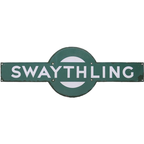 311 - A Southern Railway target sign, SWAYTHLING, a station between Southampton Central and Eastleigh on t... 