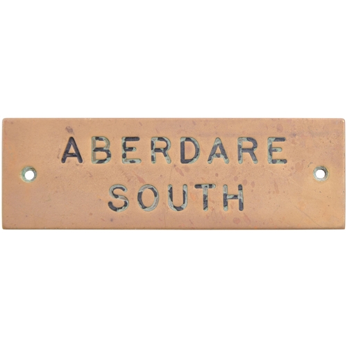 321 - A GWR signal box shelf plate, ABERDARE SOUTH, from the route north west of Abercynon in the Western ... 