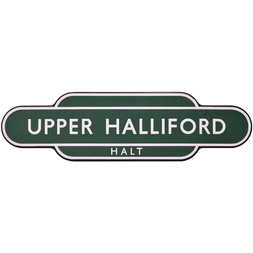 324 - A BR(S) totem sign, UPPER HALLIFORD HALT, (f/f), the penultimate station on the Shepperton branch fr... 