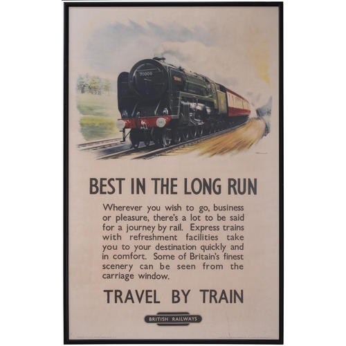 325 - A BR double royal poster, BEST IN THE LONG RUN, by A N Wolstenholme, a classic view of 70000 Britann... 