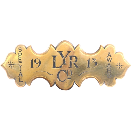 326 - A Lancashire and Yorkshire Special Award hame plate, 1913, engraved brass, length 5¾