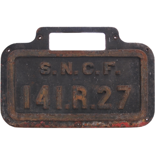 332 - A French cabside numberplate, SNCF 141.R. 27, from a standard gauge Class 14R 2-8-2 No 141R.27 built... 